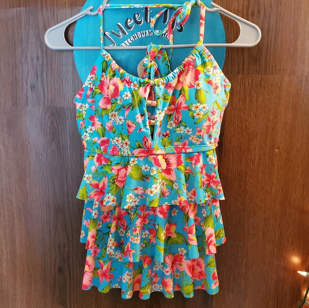 ❤️❤️❤️ Catalina Floral Swim Layer Halter Top